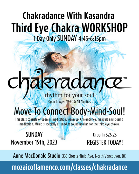 Chakradance Classes, Nov 2023, Third Eye Chakra, Indigo