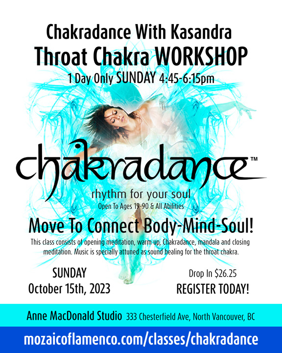 Chakradance Classes, Oct 2023, Throat Chakra,Blue