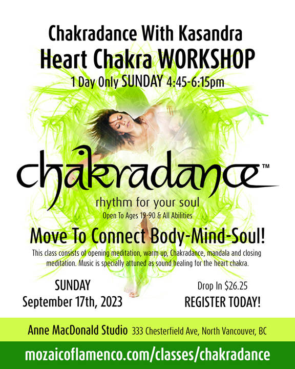 Chakradance Classes, Sep 2023, Heart Chakra, Green